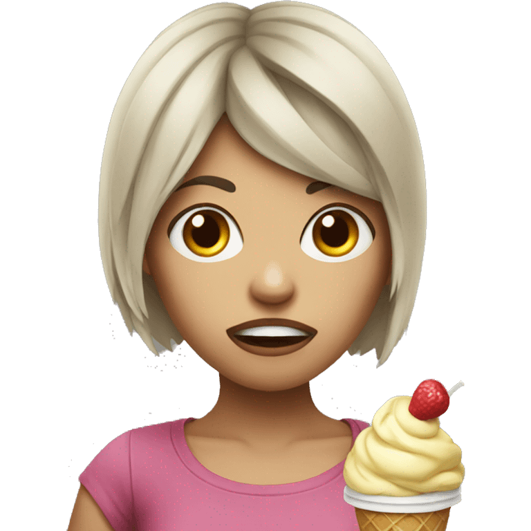 Angry girl with ice cream  emoji