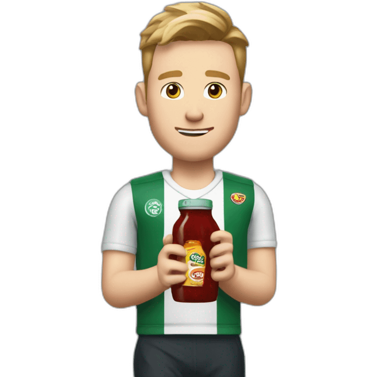 Scott mctomminay holding a bottle of sauce emoji