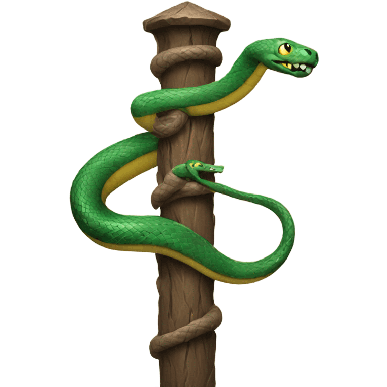 Snake climbing up wizard staff emoji