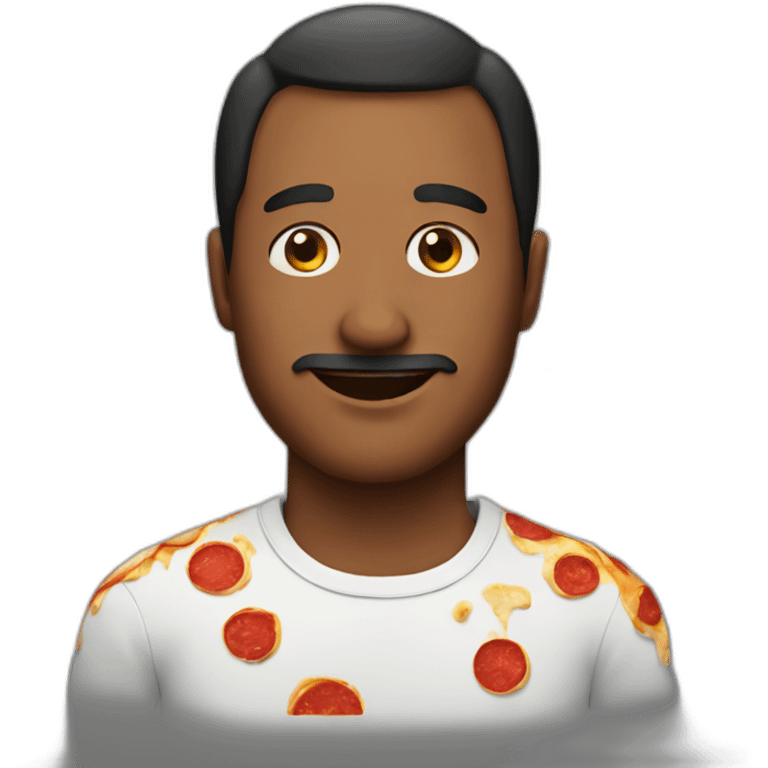 a man with a face made of pizza emoji