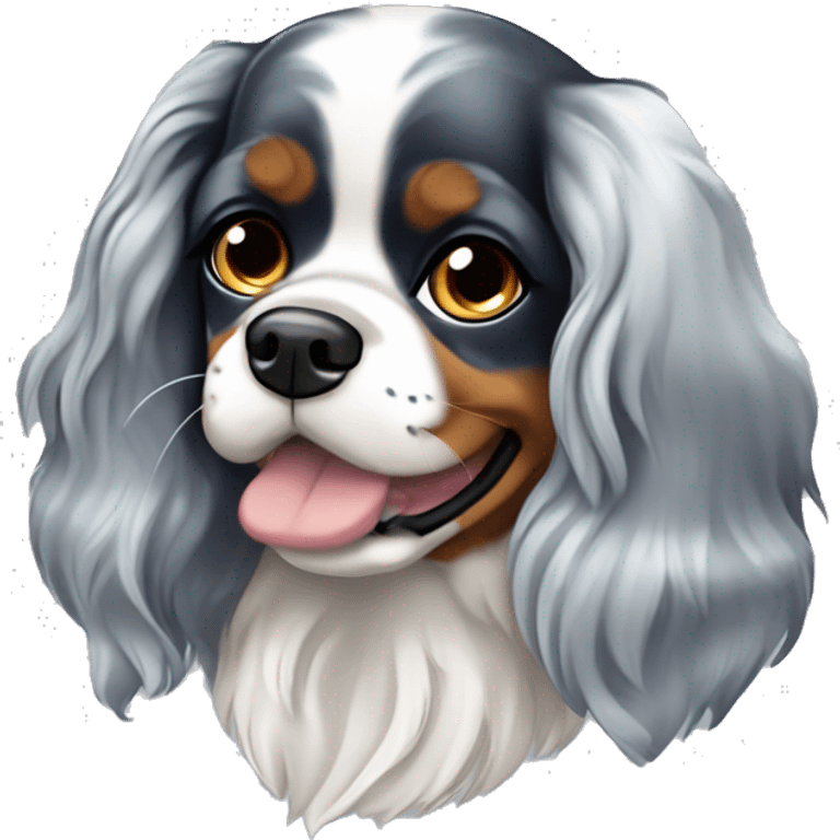 blue merle cavalier king charles spaniel with black ears emoji