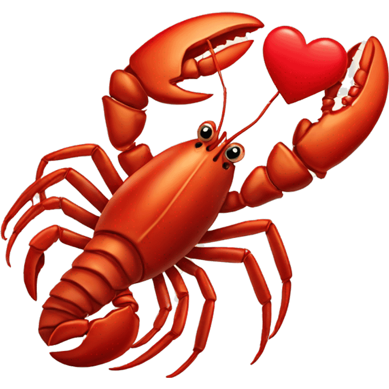 lobster holding a red emoji heart in it’s left claw emoji