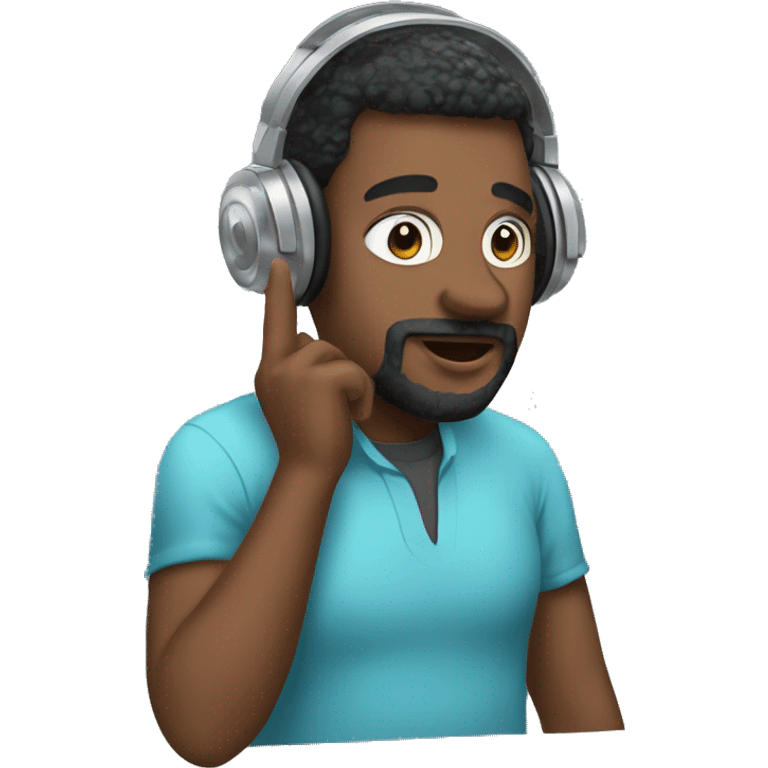 Podcaster talking into microphone wearing headphones emoji