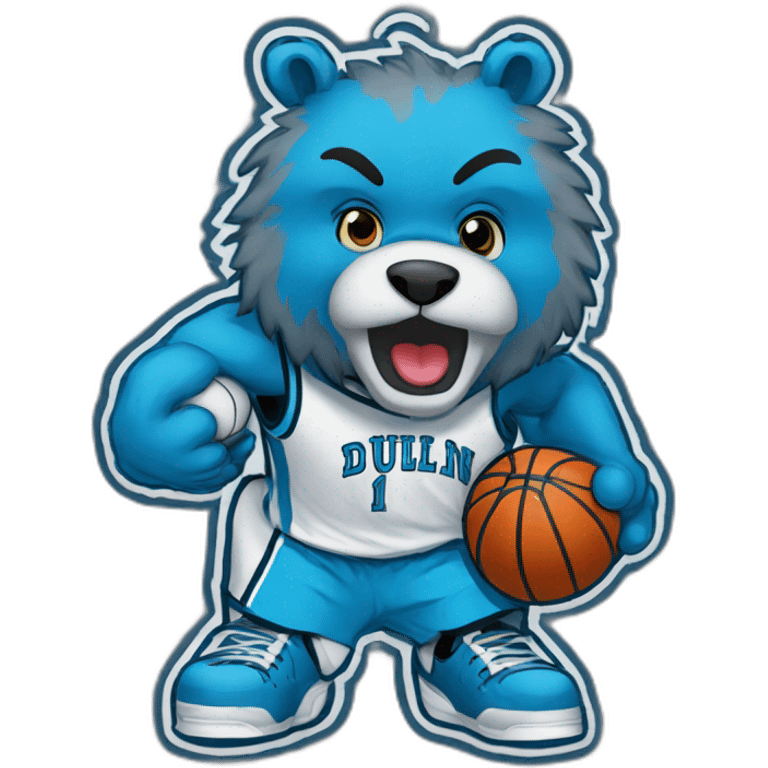 Dublin basketball mascot logo blue bear emoji