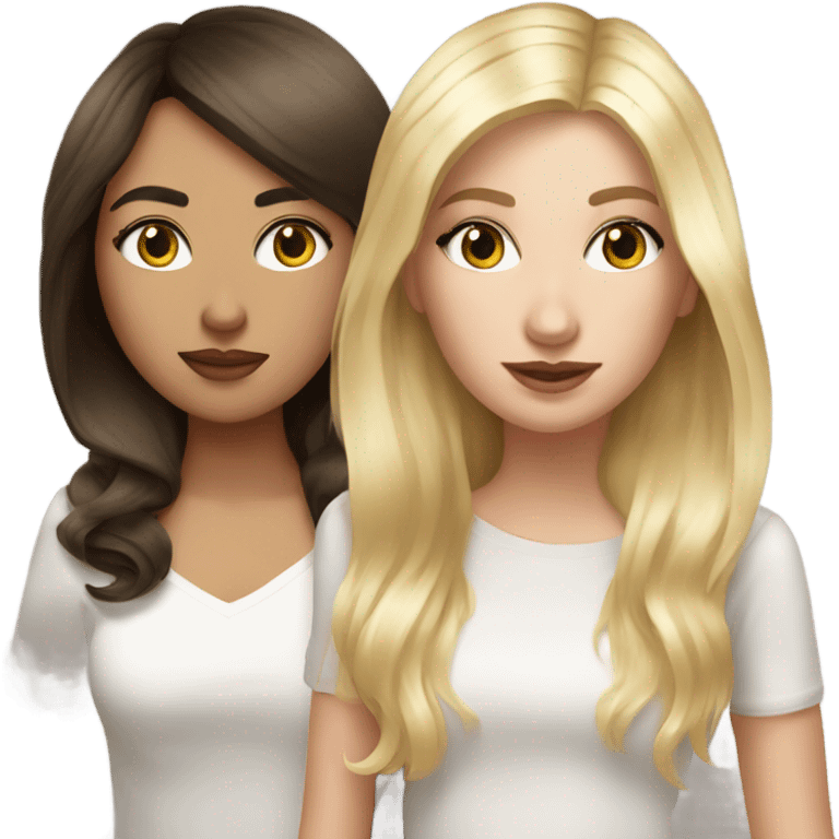 Realistic Russian Brunette hair girl and a blonde haired bestie  emoji