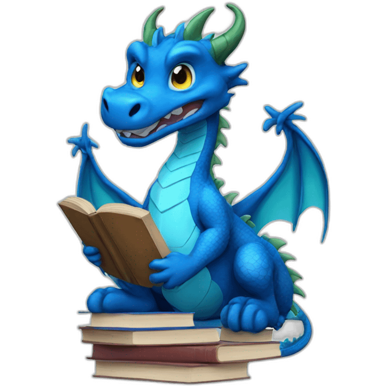 Blue Dragon with Books emoji