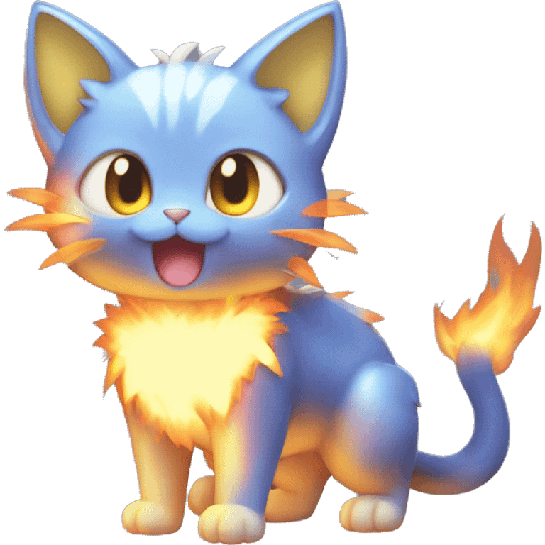 Shiny Fire-type-Fakémon-Cat full body emoji