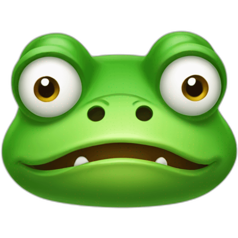 green cute angry frog head emoji