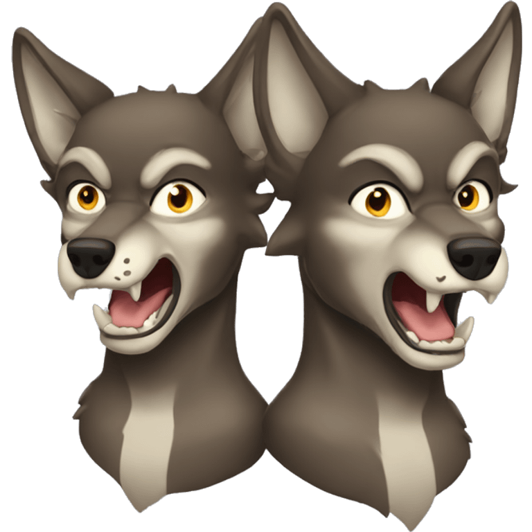 Three headed wolf aggressive  emoji