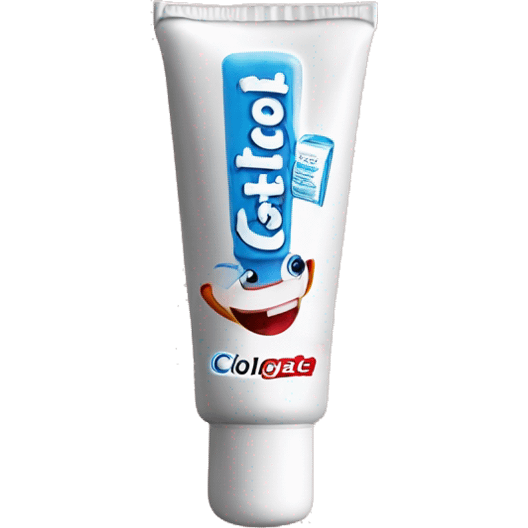  toothpaste with brand name COLGATE written on the tube clearly emoji