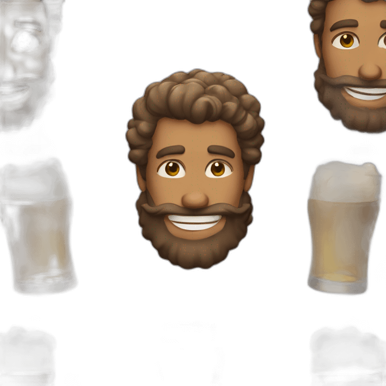 brown guy beard curly hair drinking beer with Joker emoji