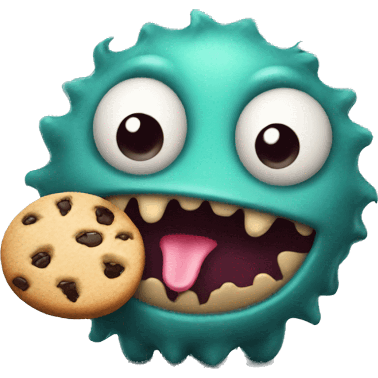 A cute monster eating a cookie emoji