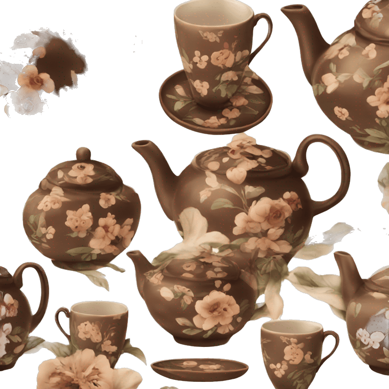 Brown floral tea set  emoji