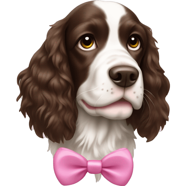 springer spaniel with a pink bow emoji