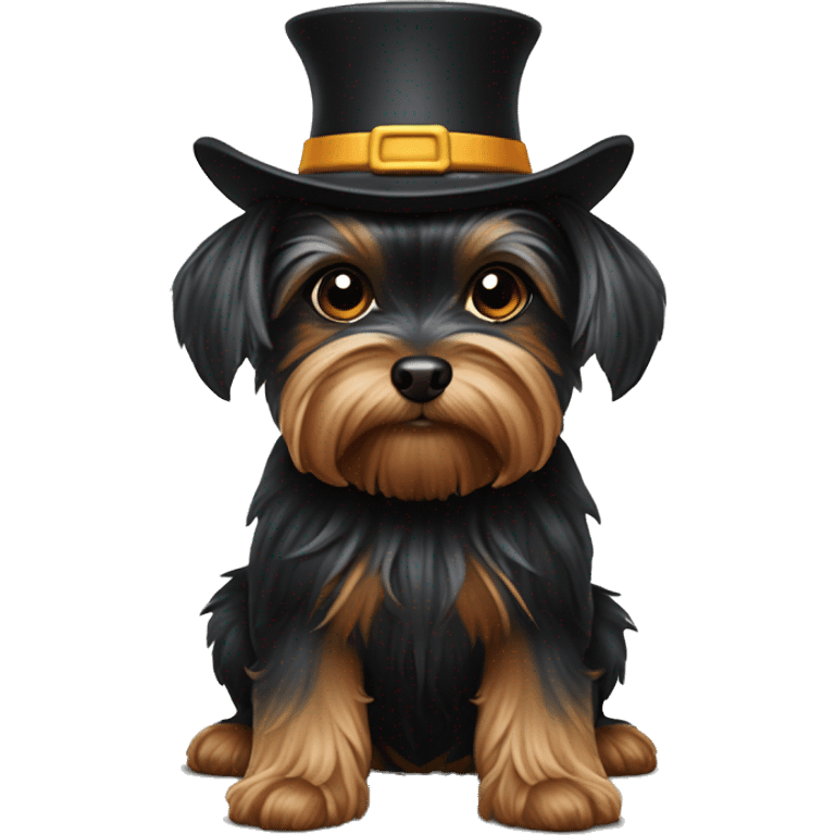 black Yorkshire-terrier chapeau sorcière emoji