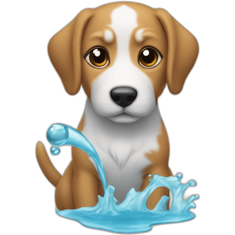 Un chien sur un chat avec de l'eau emoji