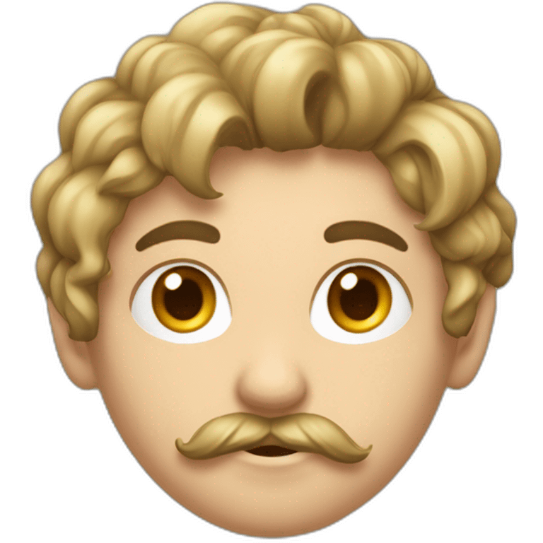 Un adolescent avec un léger bouc, et une légère moustache, avec les cheveux un peu court et qui tombe en avant. Tout ses poils sont chatin foncé emoji