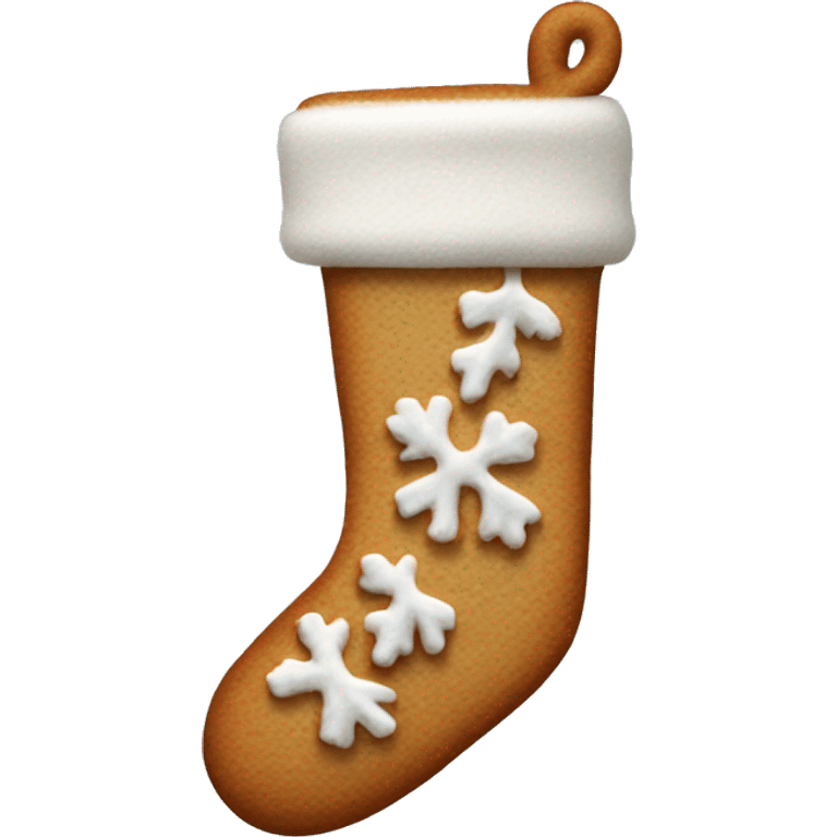 frosted gingerbread cookie shaped like a winter sock emoji