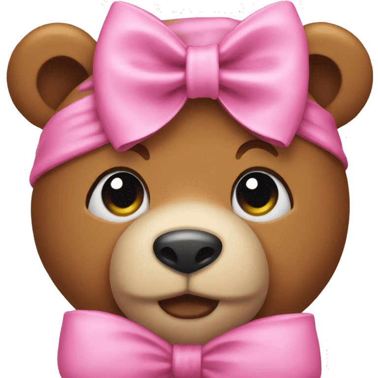 Pink bow bear emoji