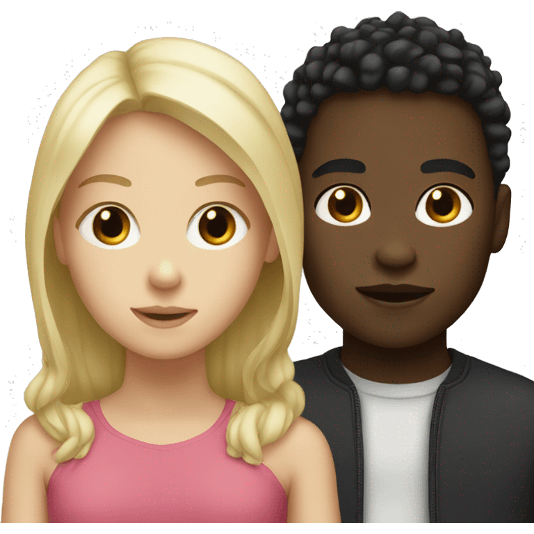 White blonde girl and black boy emoji