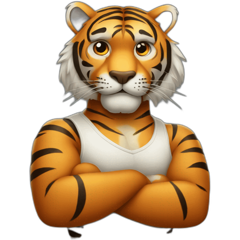 Tiger with his arms crossed emoji