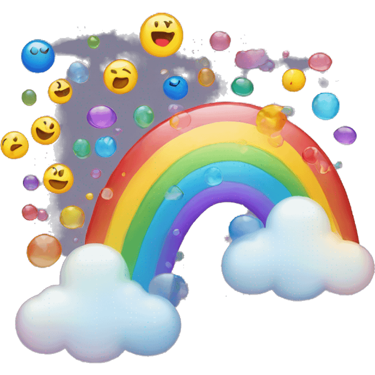 Rainbow with bubbles and aesthetic emojis  emoji