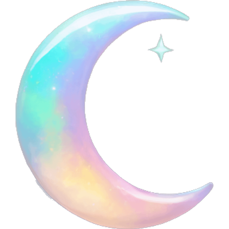 Opal colored crescent moon emoji