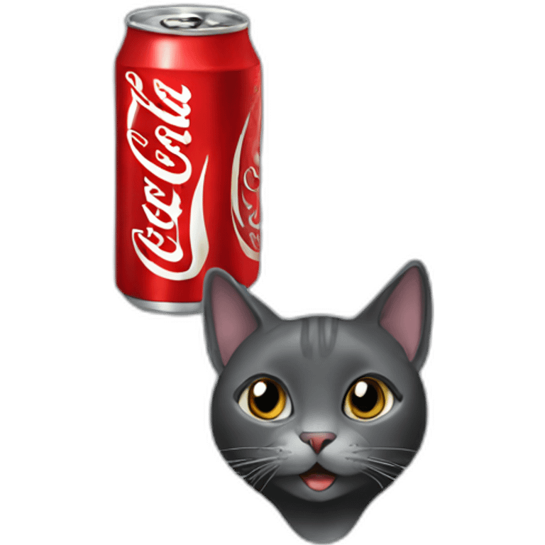 Black and gray cat drinking coke emoji