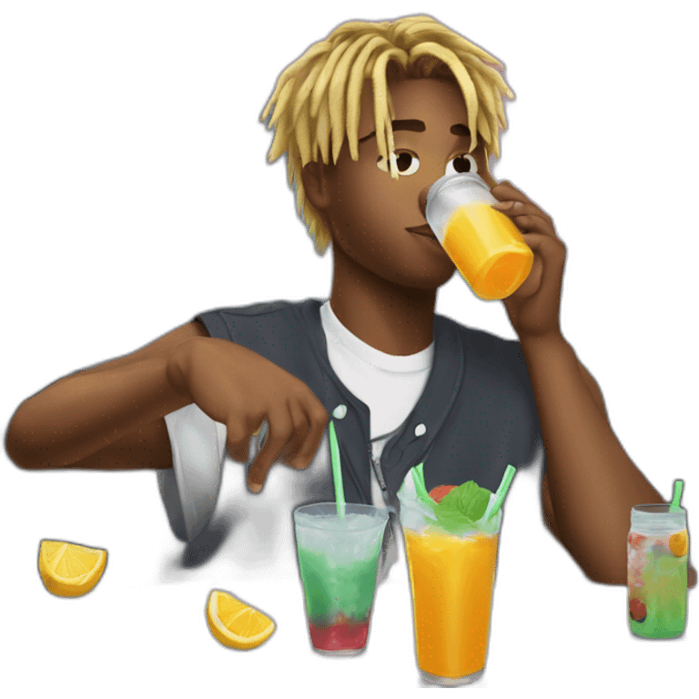 Juice Wrld drinking a Faygo emoji