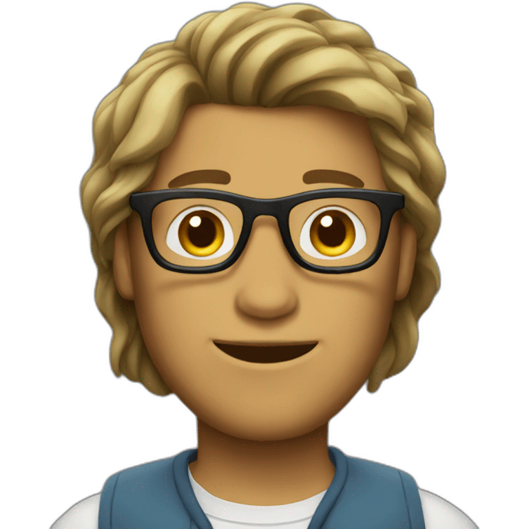 guy with glasses and curtain hairstyle emoji