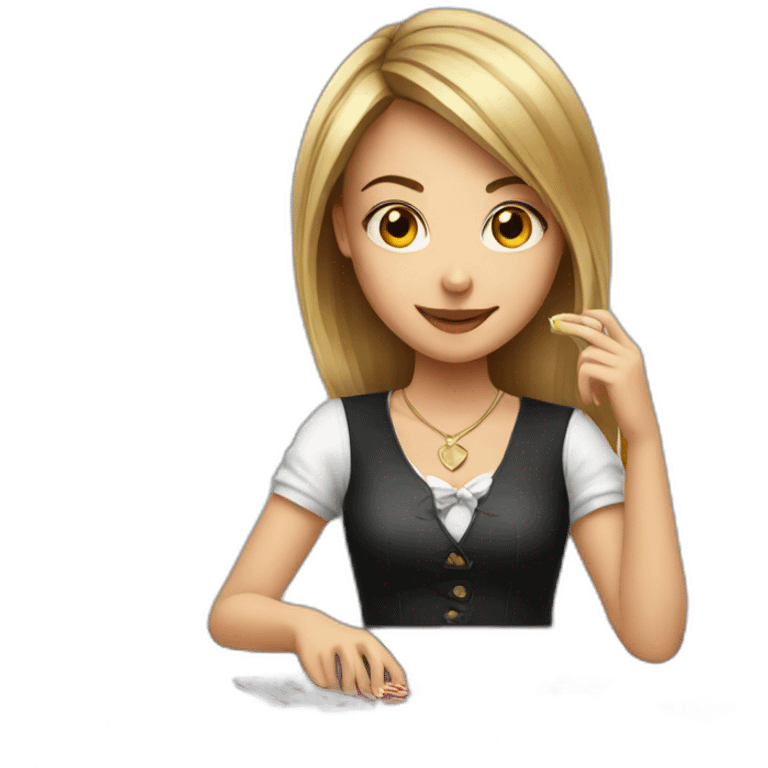 Girl playing Blackjack emoji