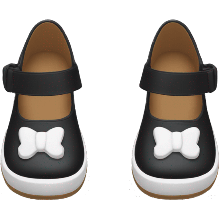 Pair of Black Mary Jane’s flat schoolgirl shoes emoji