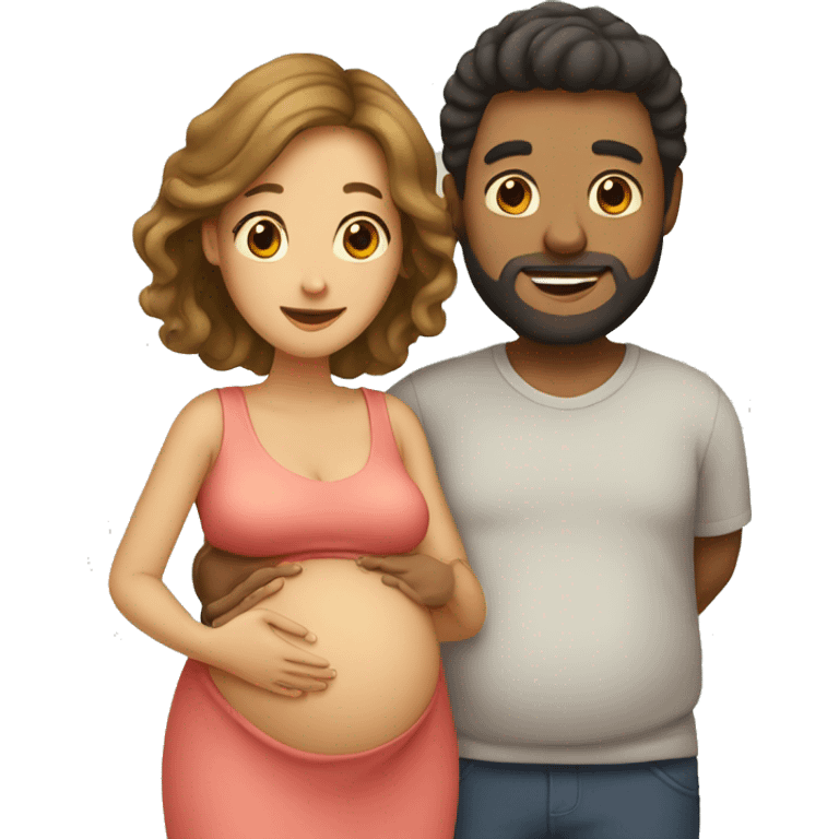 A pregnant woman with her husband  emoji