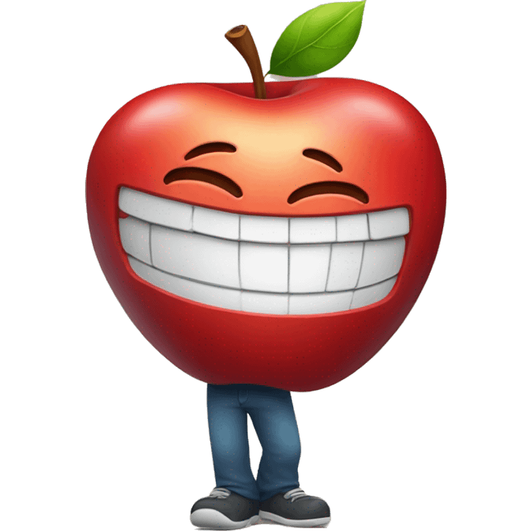 a smiling red apple with arms emoji