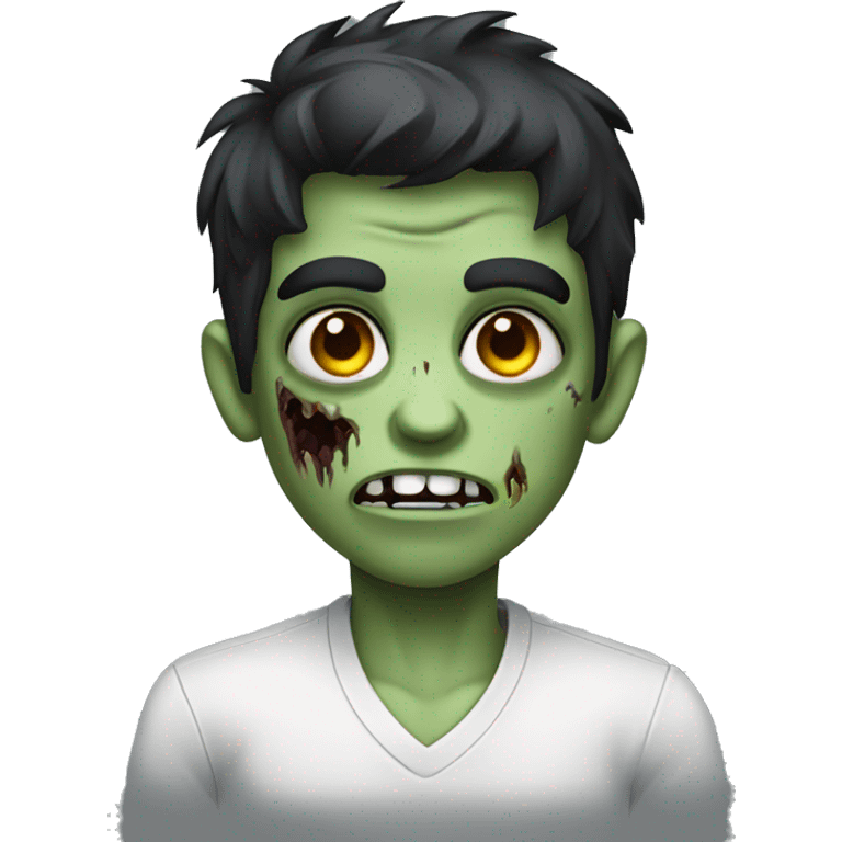 boy zombie with dark hair and white shirt emoji