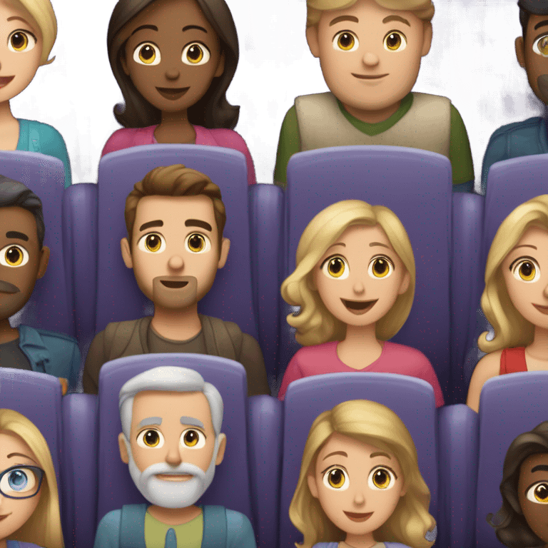 Caucasian Family of 8 at movie theater  emoji