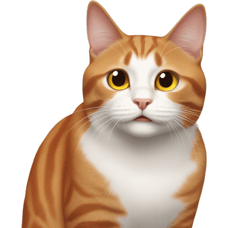 The red-and-white cat looks scared emoji