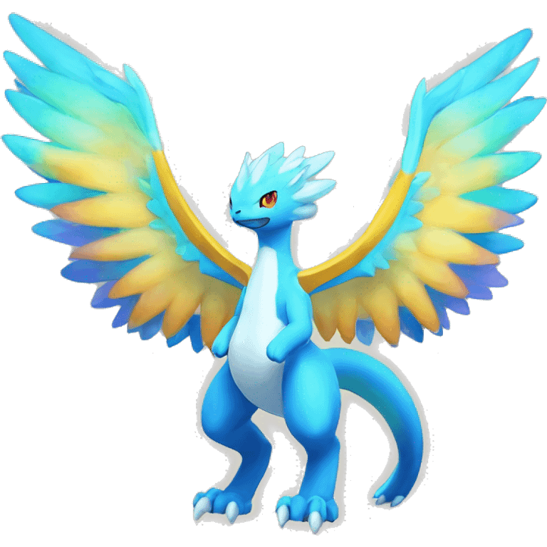 Celestial Godly Powerful Crystallic Colorful Vibrant Colors Flying Advanced Fakémon-Legendary-Pokémon-Creature Full Body emoji