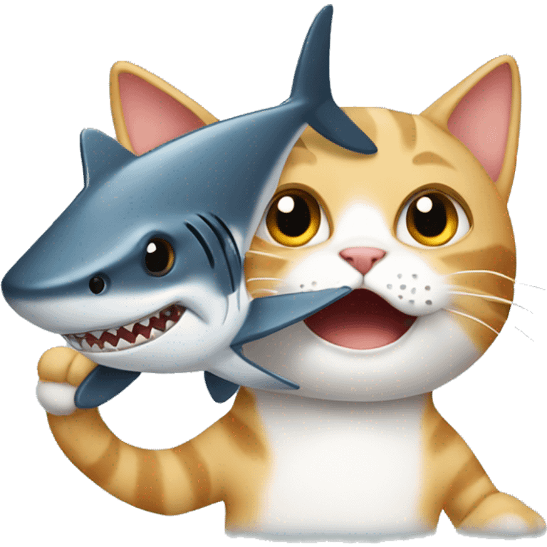 Cat holding a shark emoji