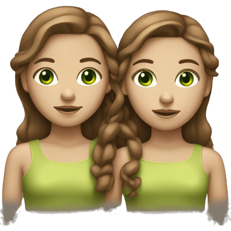 two headed girl with lighter skin and one with green eyes and lighter brown hair emoji