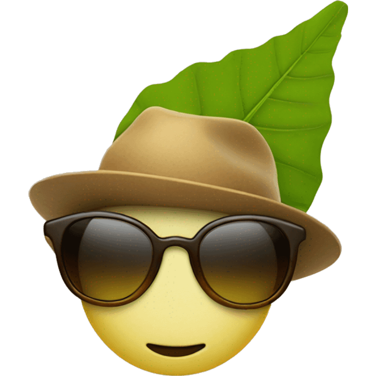 Leaf with hat and glasses emoji