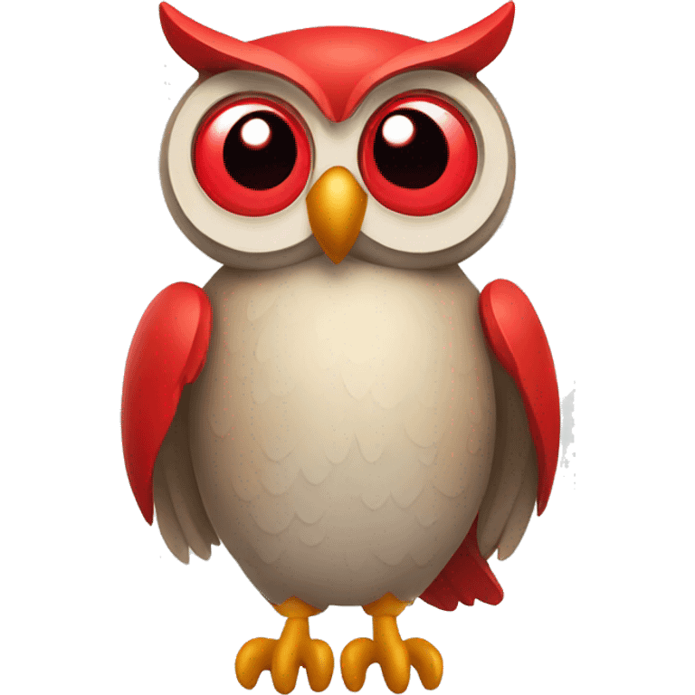 Simple Friendly owl with big eyes holding a red heart emoji