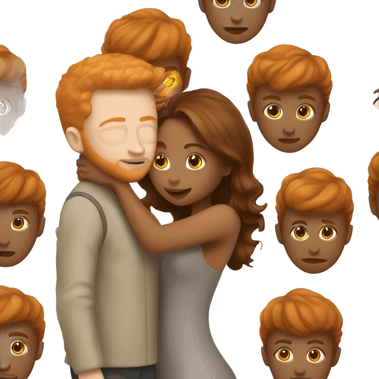 Brown hair girl kissing ginger guy emoji