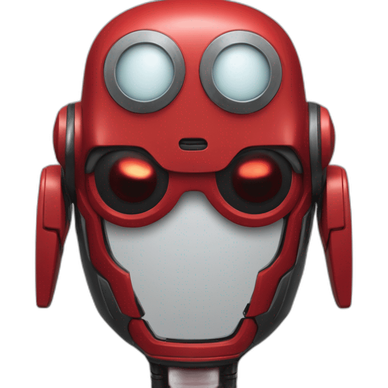 red robot with a black domed head and red eyes from spider-man universe emoji