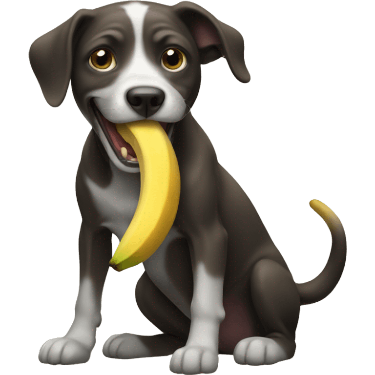 Dog eating banana emoji