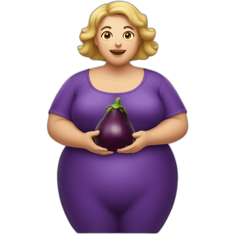 fat woman holding eggplant emoji