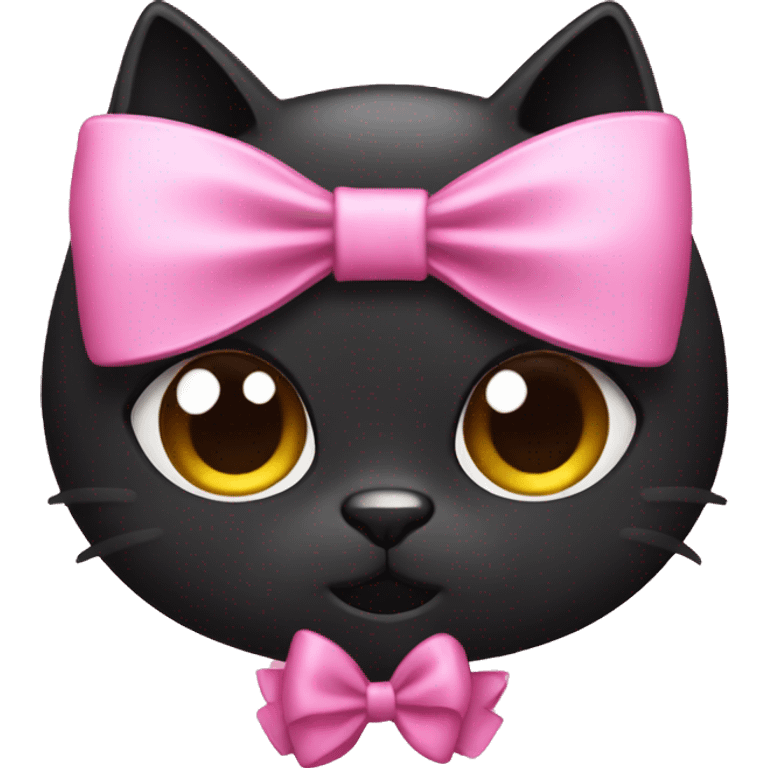 Pink bow on a black cat emoji