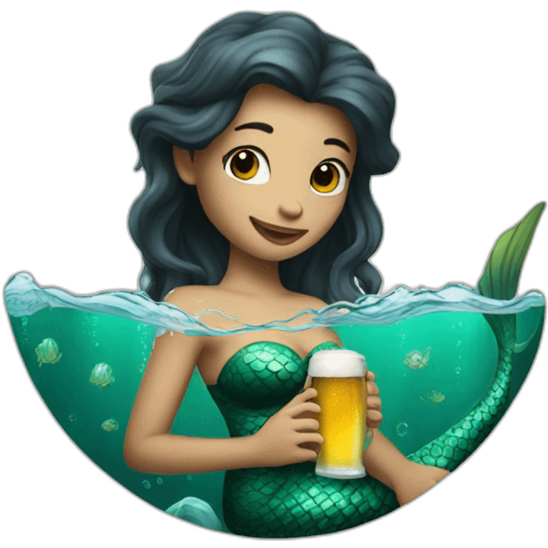 Mermaid drinking beer  emoji