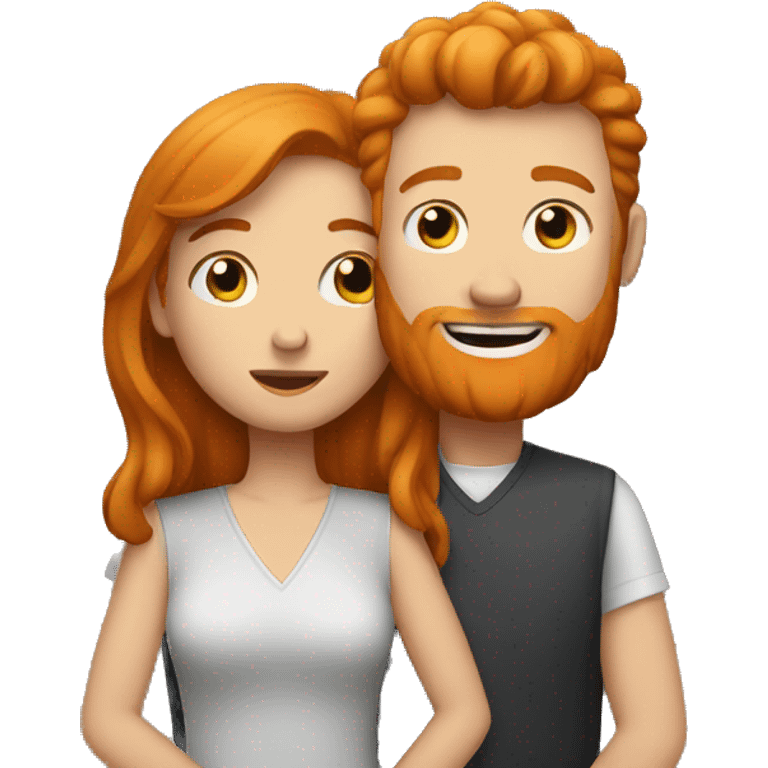 Ginger women and brunette man hugging  emoji