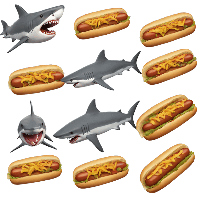 Sharks eating a hotdogs emoji